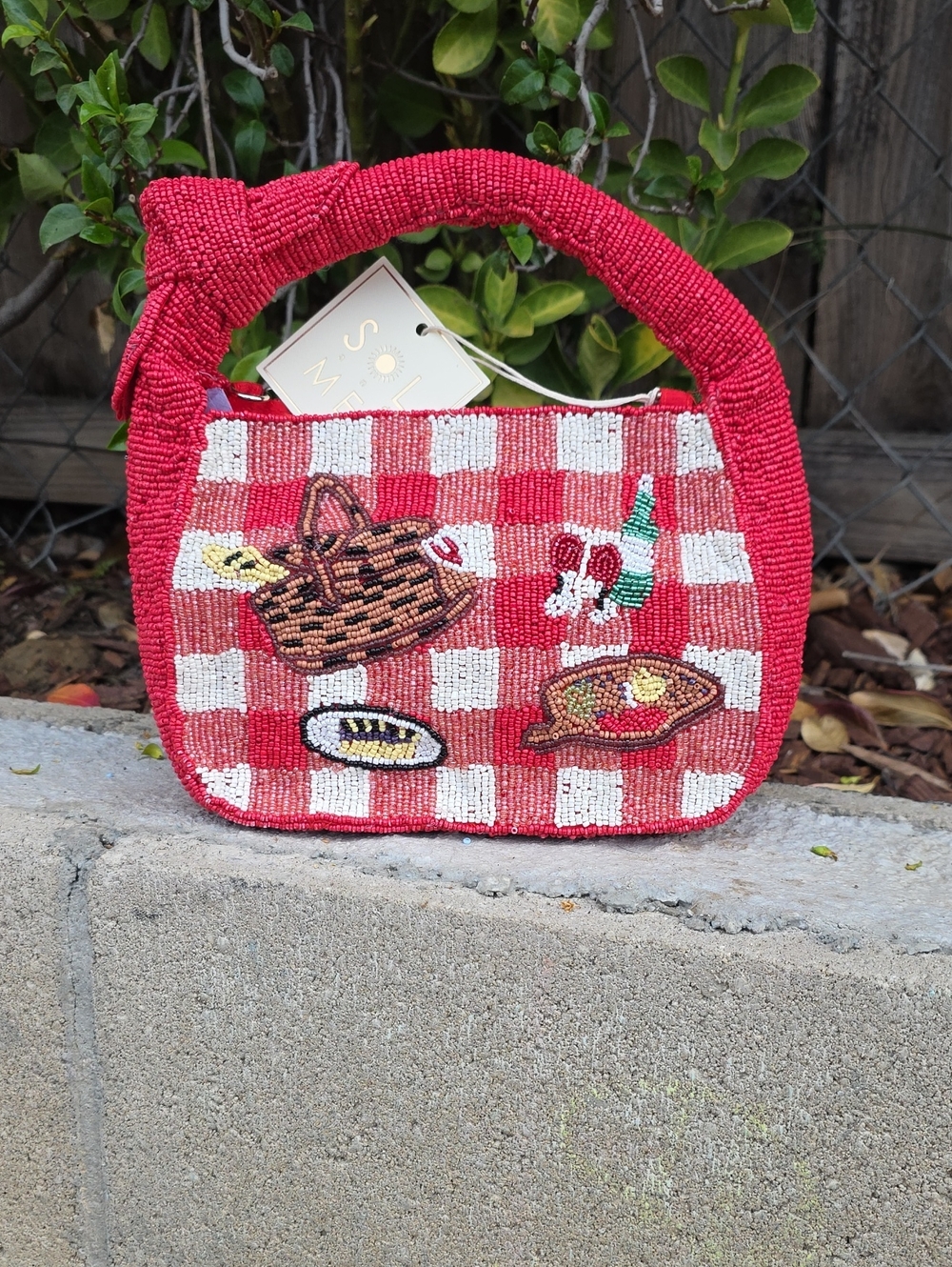 Red Picnic Beaded Bag